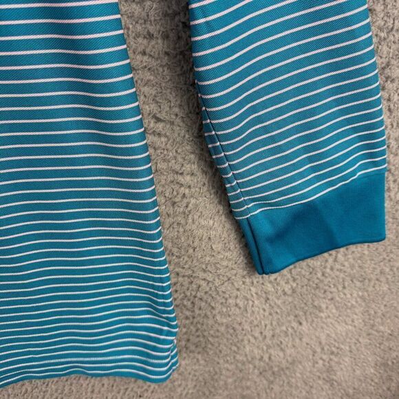 Crown & Ivy Shirt Mens Large Blue Pink Striped Long Sleeve Golf Polo Preppy Camp - Picture 5 of 12